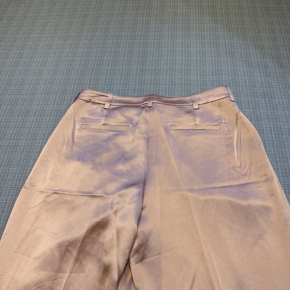 Favorite Daughter Tuscany Satin Wide Leg Pants size 8 Champagne Pink Pleated - Picture 6 of 13